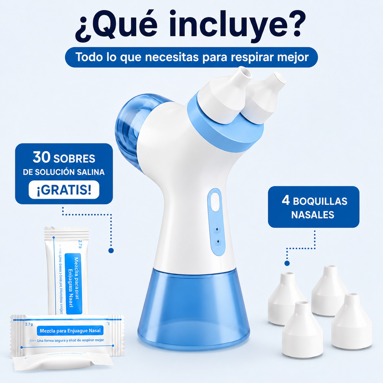 AquaFlow Pro Limpiador nasal eléctrico doble acción