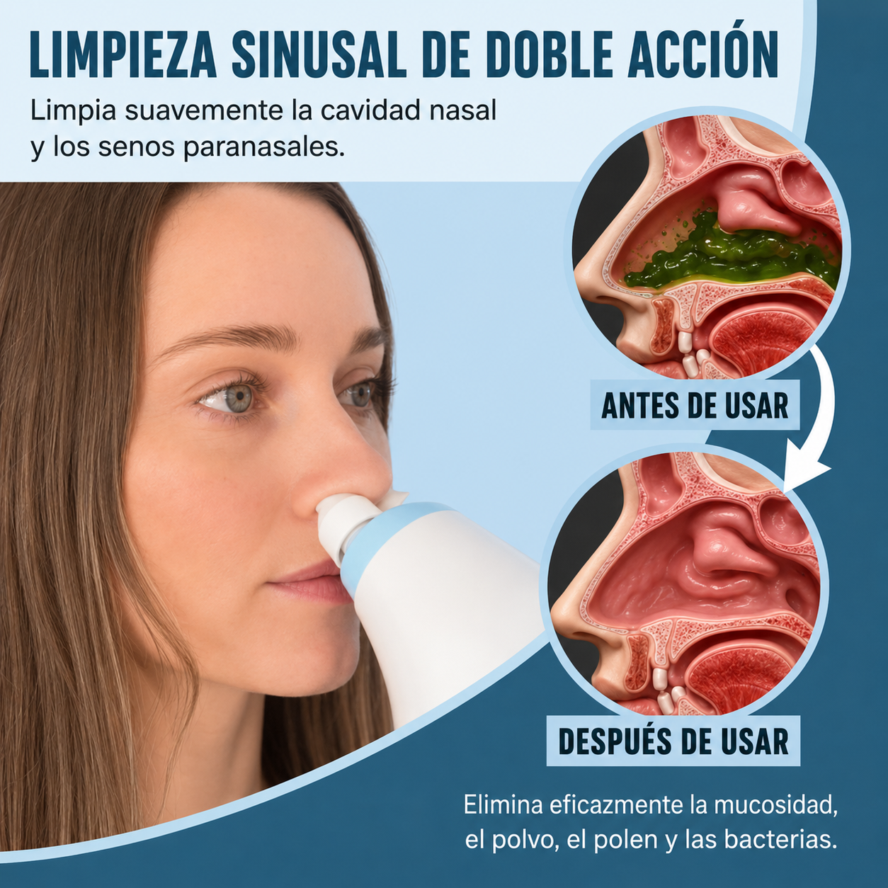 AquaFlow Pro Limpiador nasal eléctrico doble acción